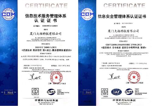 大招科技荣膺信息技术服务管理体系与信息安全管理体系国际双认证，引领信息技术咨询服务新标杆